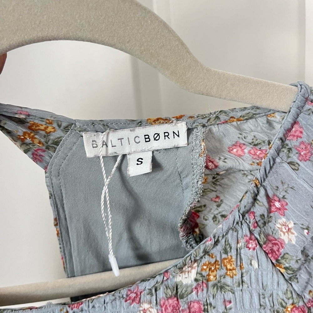 Baltic Born Dusty Blue Floral Maxi with Puff Sleeves - Picture 4 of 4